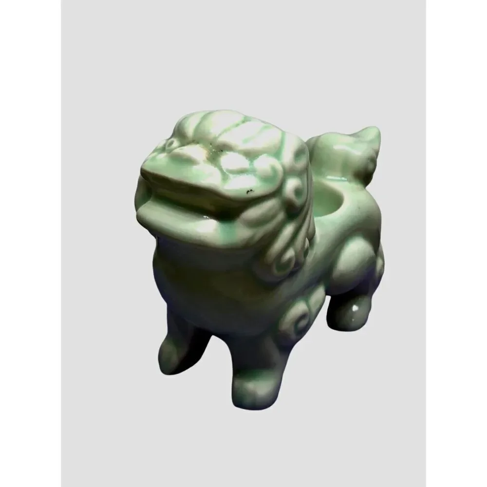Foo Dog Candle Holder—VNT MCM Celadon Green Asian Style Figure